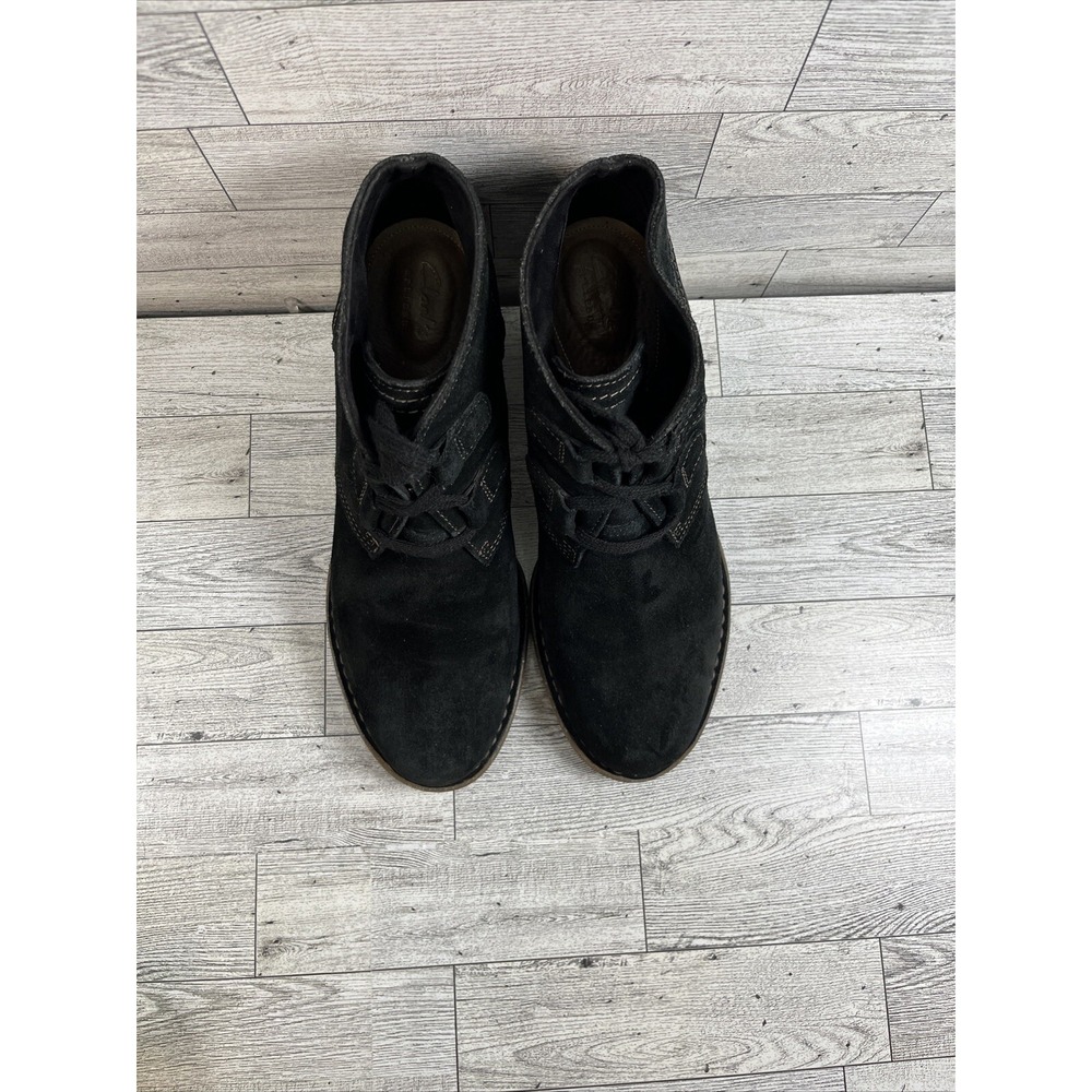 Clarks Carleta Lyon Black Suede Ankle Booties Heels Shoes Women Size 9M - Picture 9 of 10
